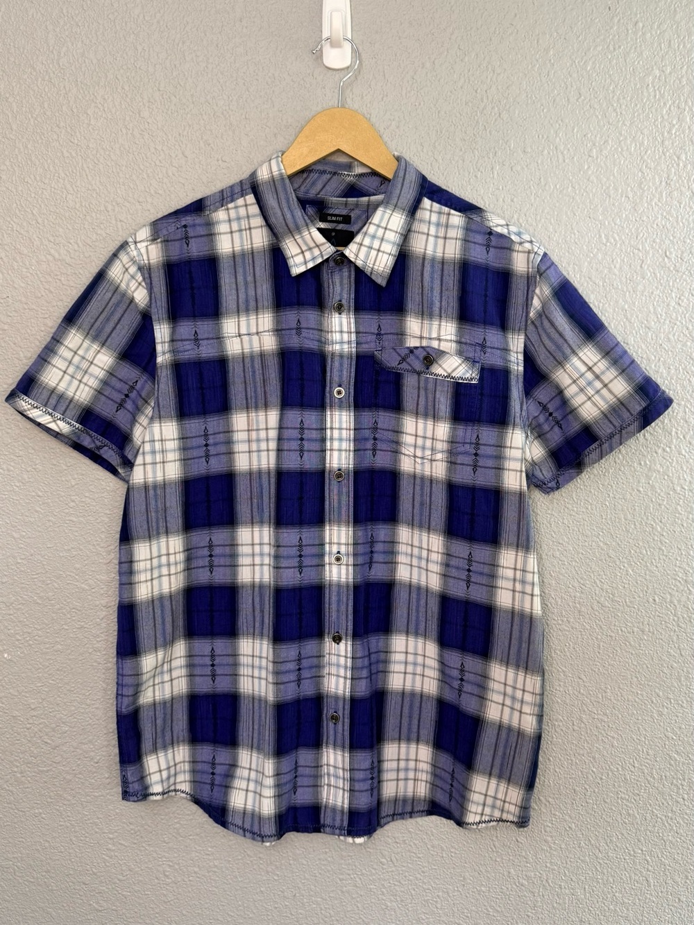 PrAna | Plaid Button Down Short Sleeve Shirt | Size Large Slim Fit